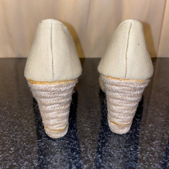 Beige Canvas Wedges - Picture 5 of 6
